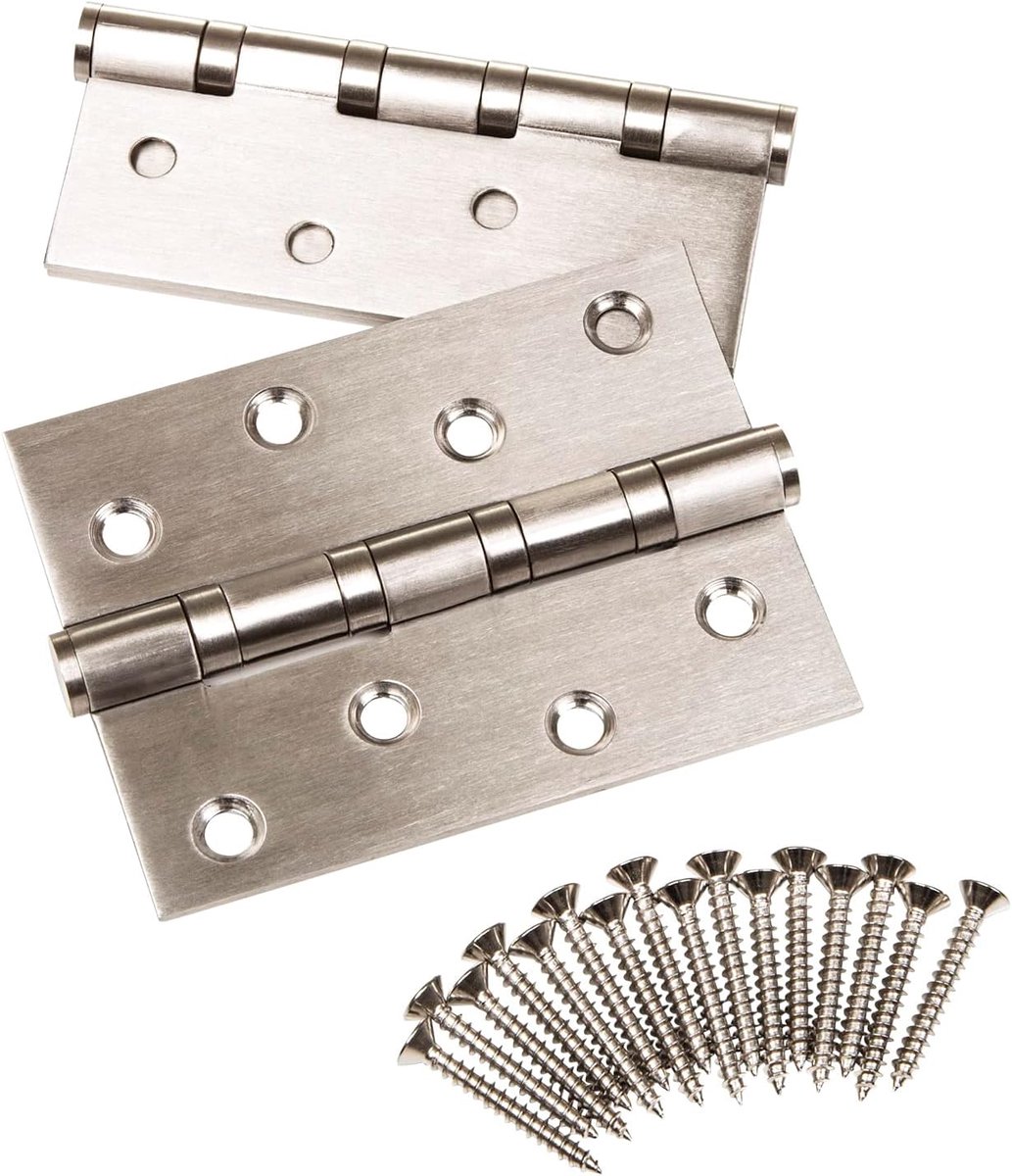 6 stuks SOTECH deurscharnier, RVS (roestvast), 100 x 75 mm, kogellagerscharnier, max. draagvermogen 50 kg