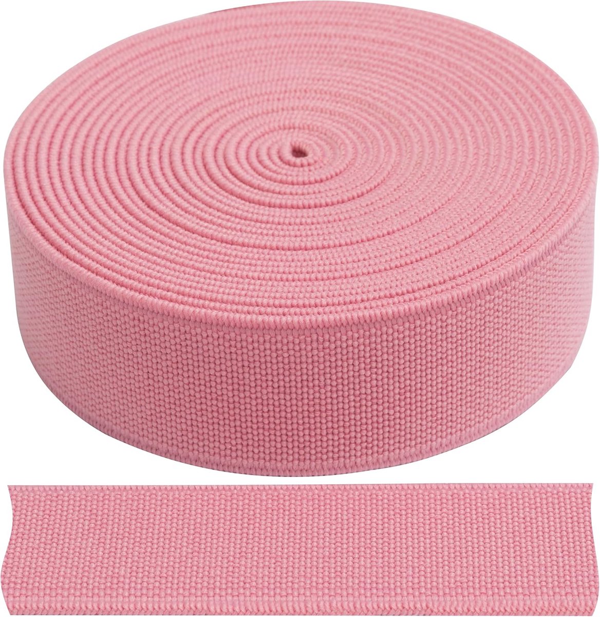 - C67775 - Geweven platte elastische band / riem 3 m - breedte 20 mm - kleur lichtroze