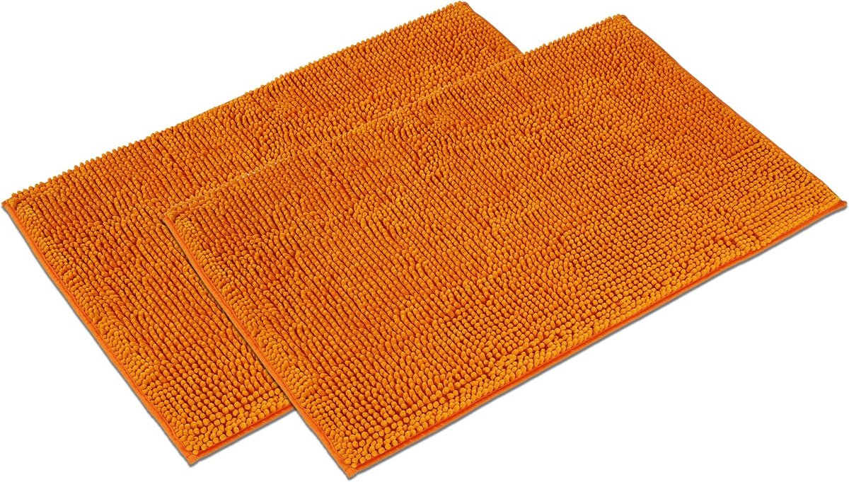Badmattenstel 2-delig - Oranje 70x120cm - antislip & wasbaar - Badmat, badkamerteppich, WC-voorlegger