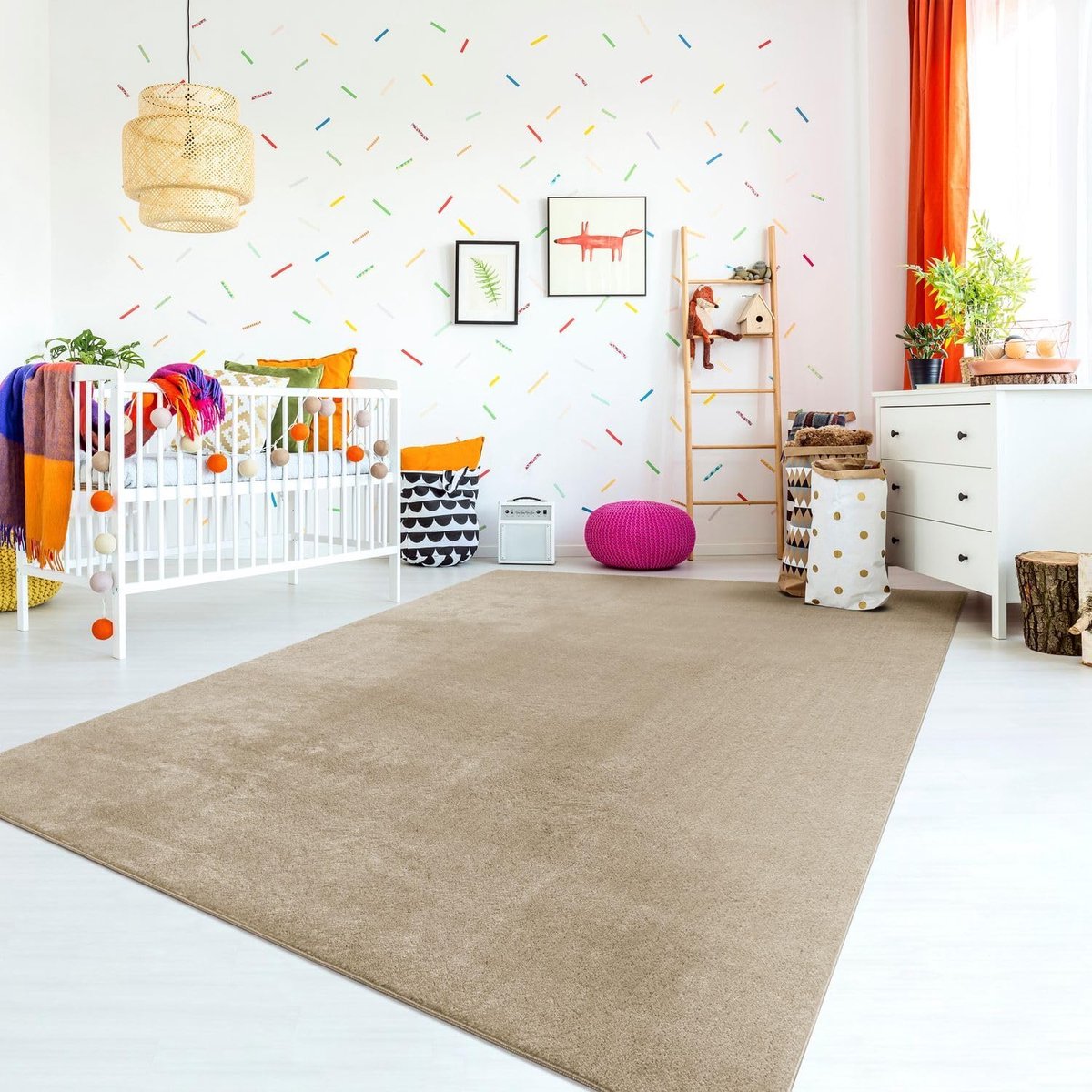 Home Vloerkleed Kinderkamer Meisjes Jongens Pastel Effen Kleur Modern Wasbaar, Kleur: Donkerbeige, Maat:60x100 cm
