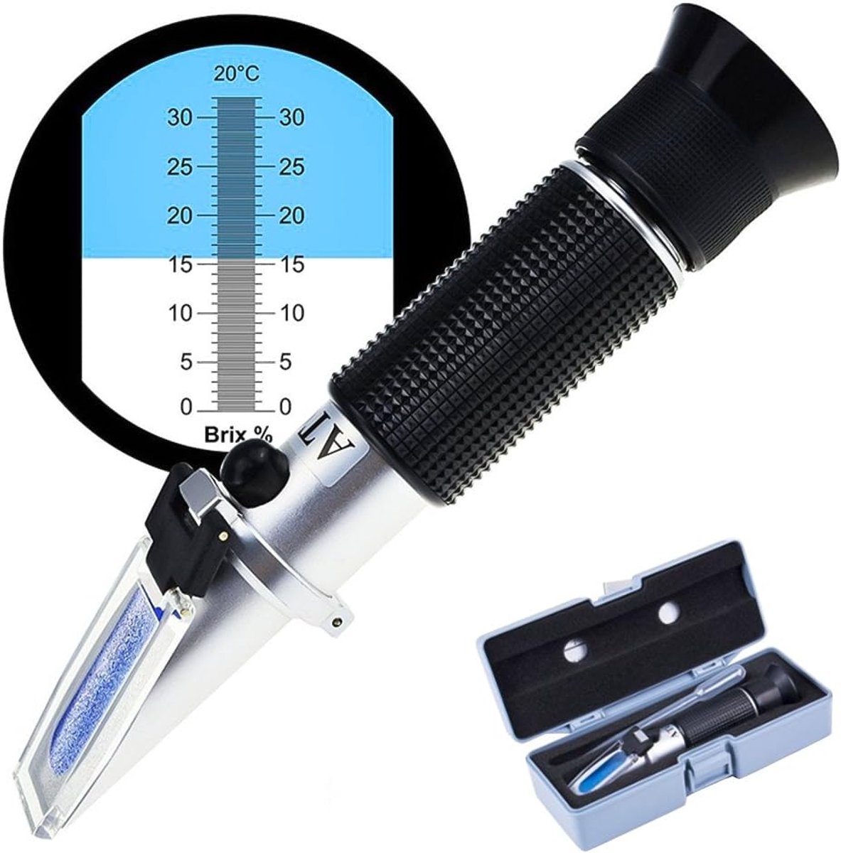 refractometer, ToWinle refractometer 0-32 Brix wijn refractometer voor het meten van het suikergehalte met ATC handrefractometer voor winter wijn, bier, fruit, enz.