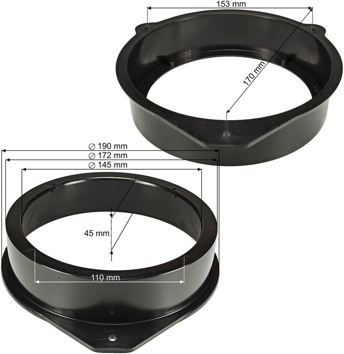 tomzz Audio 2803-013 Luidspreker Ringen Adapter geschikt voor Audi a3 8p a4 b6 b7 q7 deur voorzijde achterzijde voor 165mm DIN-Luidsprekers