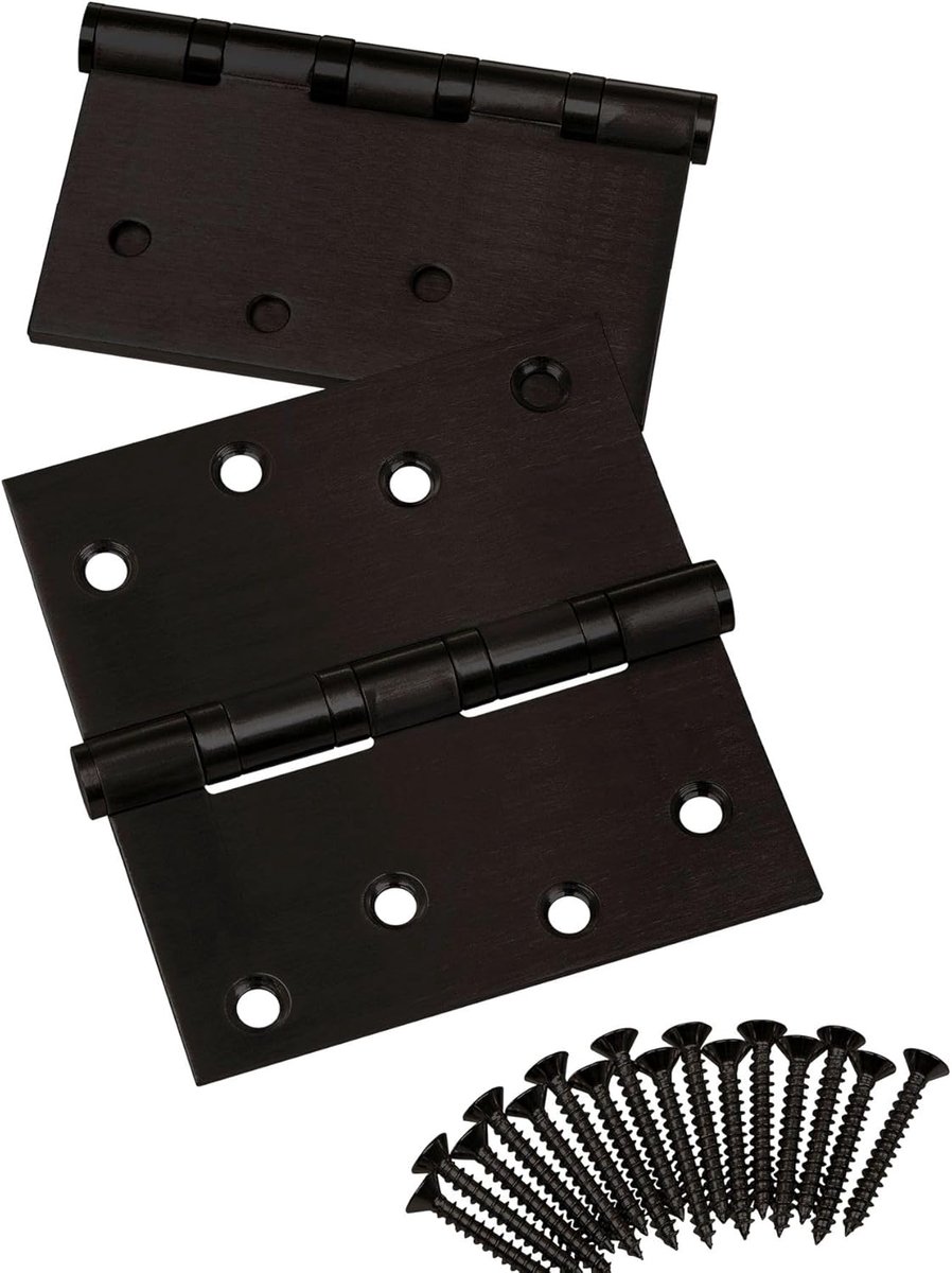 Scharnieren 101 x 101 x 2,5 mm schroefscharnier RVS SS304 zwarte kogellagers met RVS schroeven draagvermogen 75 kg