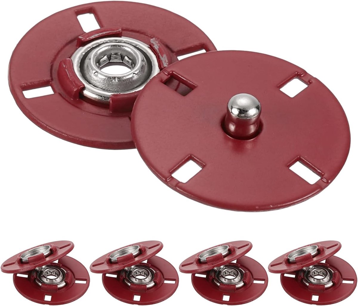 Knopen, metalen onzichtbare gesp sluiting drukknopen voor kleding leer naaien (wijnrood, 21 mm)