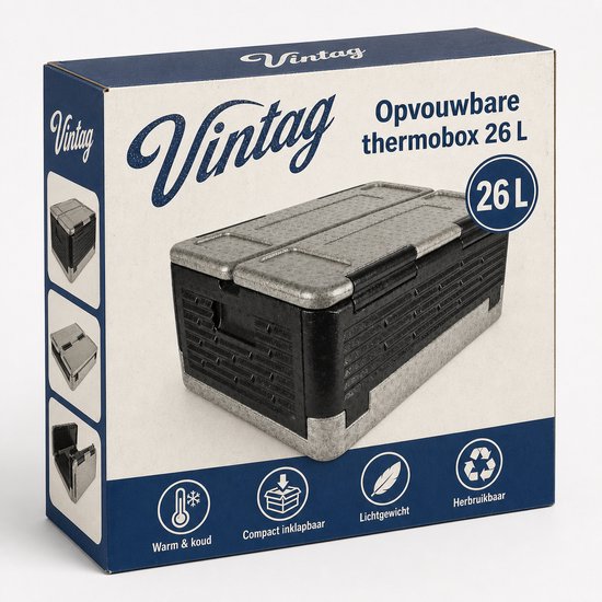 Opvouwbare thermobox 26 liter - Koel- en warmhoudbox - 43 x 46,5 x 24 cm van Vintag — afbeelding 5