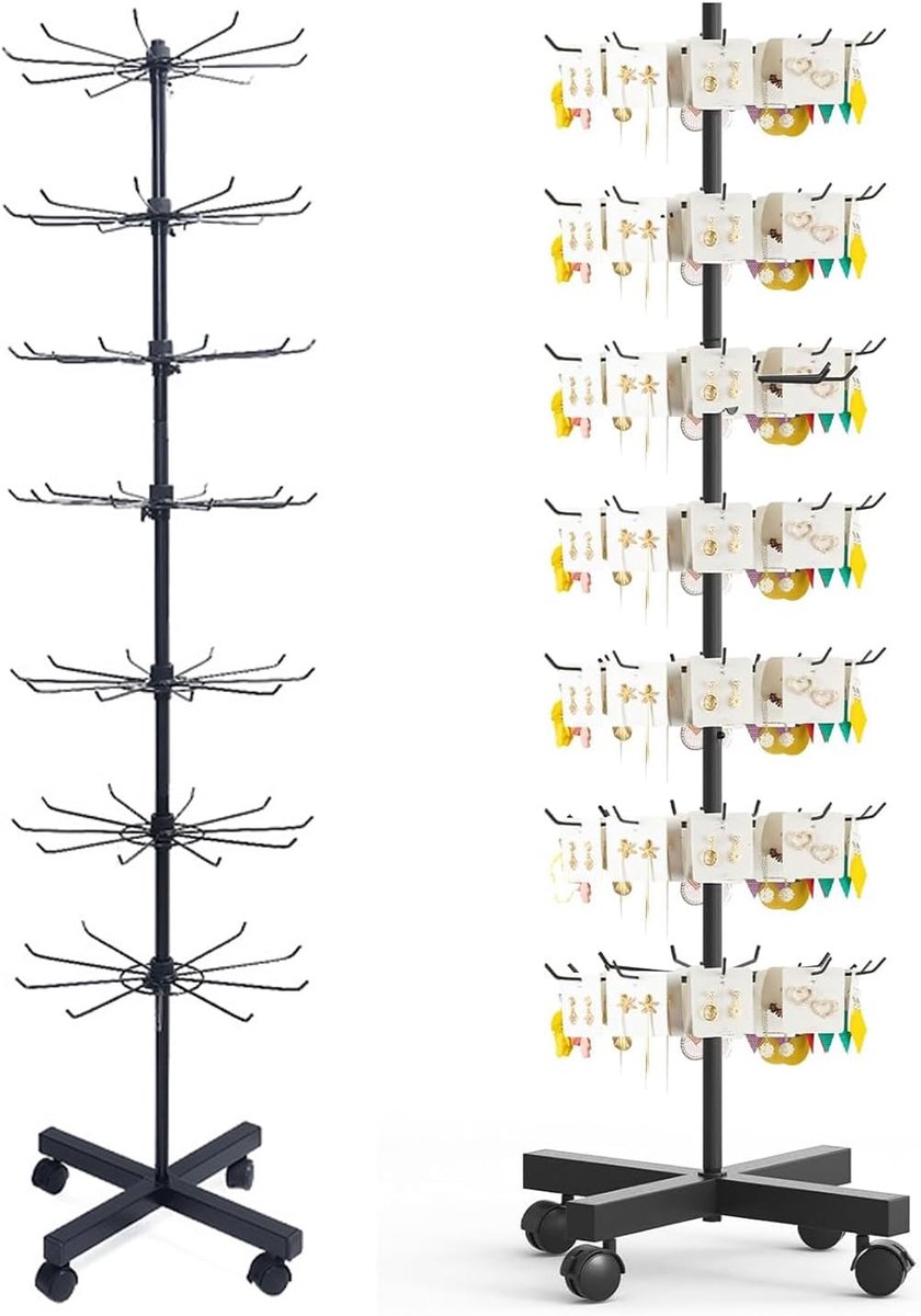 Verkoopstand 7 lagen - draaibaar - met haken - ideaal voor accessoires - SnelShoppen