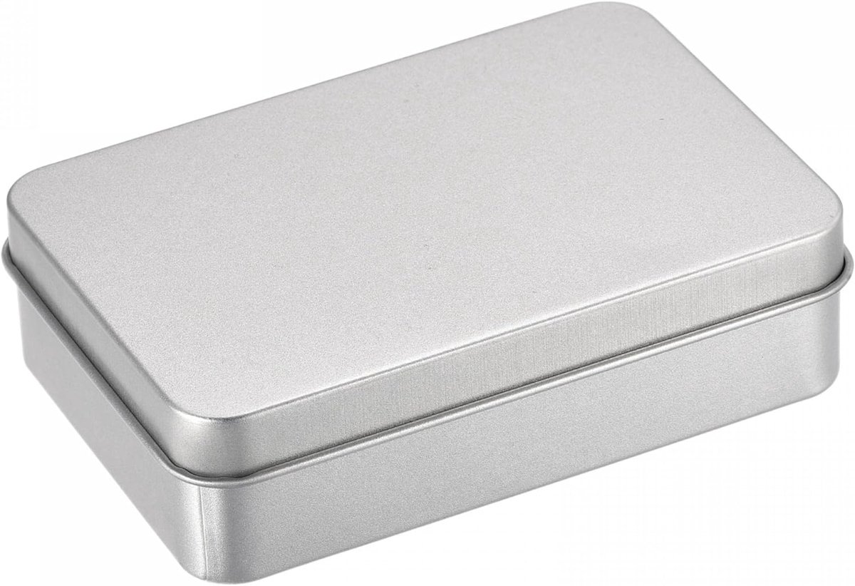 sourcing map 2 stuks roestvrije metalen doosjes metalen blikdoos metalen dosenbehälter tinplaat container met deksels 4,21"x2,87"x1,18" zilverkleurig