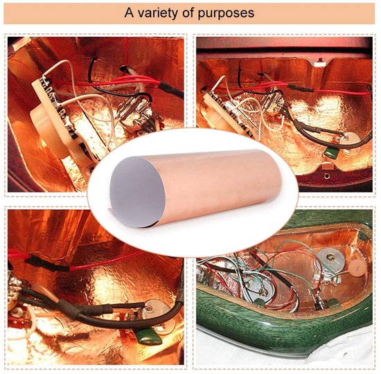 10 Stks Koper Tape Sterke Lijm Koperfolie Tape Multi Gebruik Enkelzijdige Geleidende Koperen Tape voor Gitaar EMI Afscherming Gebrandschilderd Glas Maken (30cm*20cm) — afbeelding 3