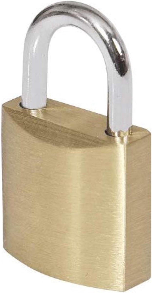 Hangslot van massief messing, met sleutel, 63 mm, goudkleurig