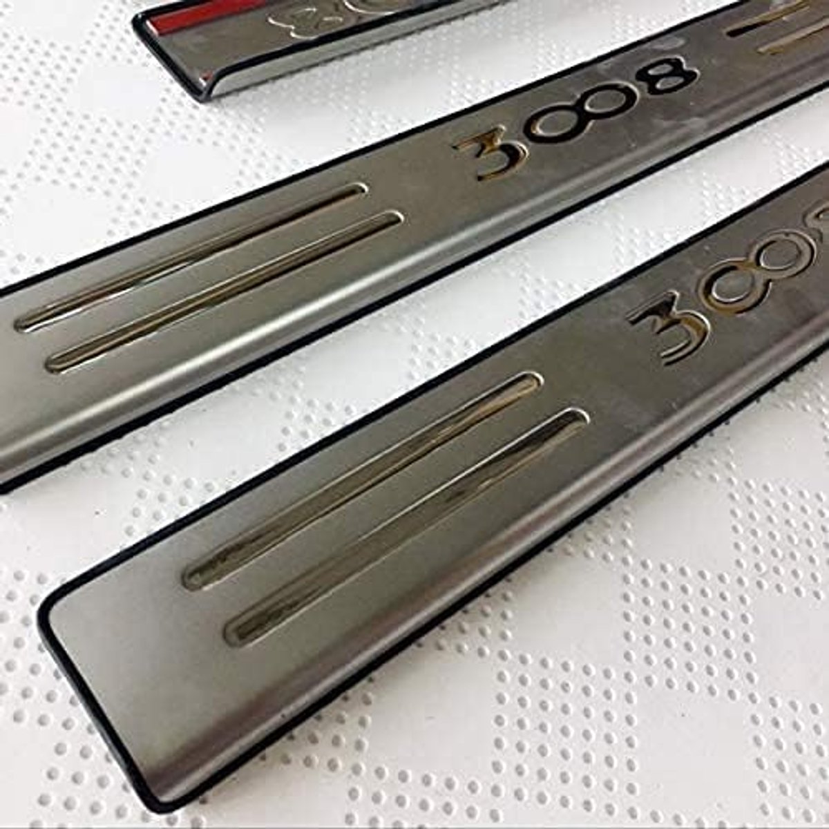 4 Stuks Rvs Auto Instaplijsten Kick Platen,Voor FOR PEUGEOT 3008 GT II 2017 2018 2019 2020 Pedaal Scuff Guard Drempel Trim Antislip Styling Decoratie