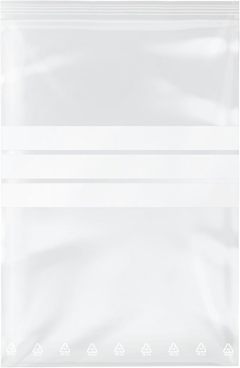 1000 Premium zakjes met druksluiting 60x130 mm transparant, hersluitbare ZIP-polyzakken, plastic zakjes met 3 etiketvelden voor levensmiddelen, kleine onderdelen, waterdicht