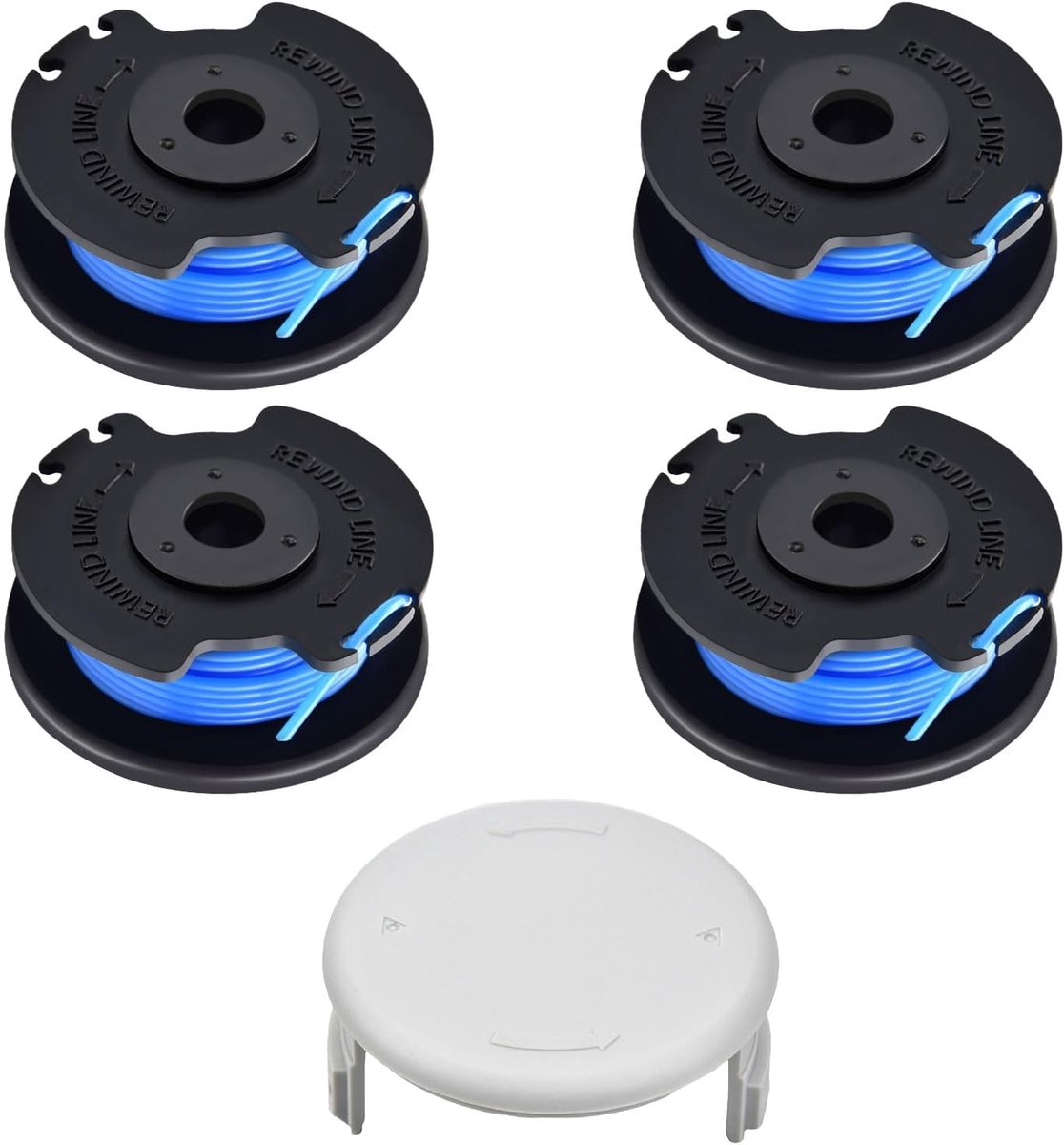 4 stuks reservespoel, grastrimmerspoel, compatibel met Ry obi RAC124 AC14RL3A, trimmer draadspoel voor One + 18 V, 24 V, 40 V, reservespoel, kap AC14HCA, diameter 1,65 mm, lengte 3,4 m