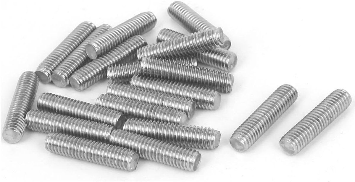 sourcingmap M6 x 25mm volledig schroefdraad 304 RVS staaf Studs Zilver Tone 20 Stks
