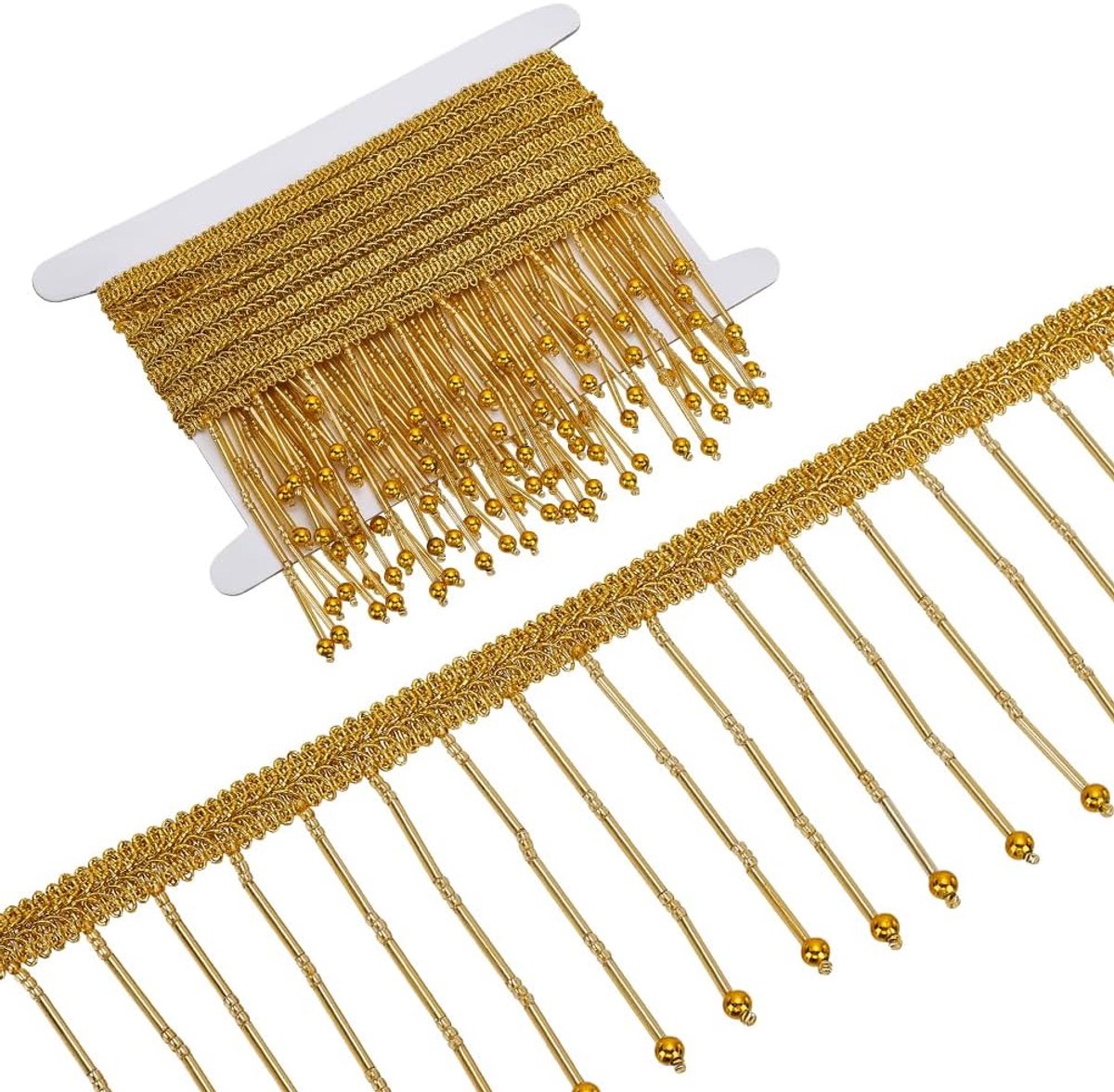 2,2 Yards/2M Goud Glas Zaad Bead Fringe Trim 10,5 cm Vezellinten Kraal Kwastje voor Naaien Bruiloft Bruidsjurk Sjerp Riem Hoofddeksels Gordijn