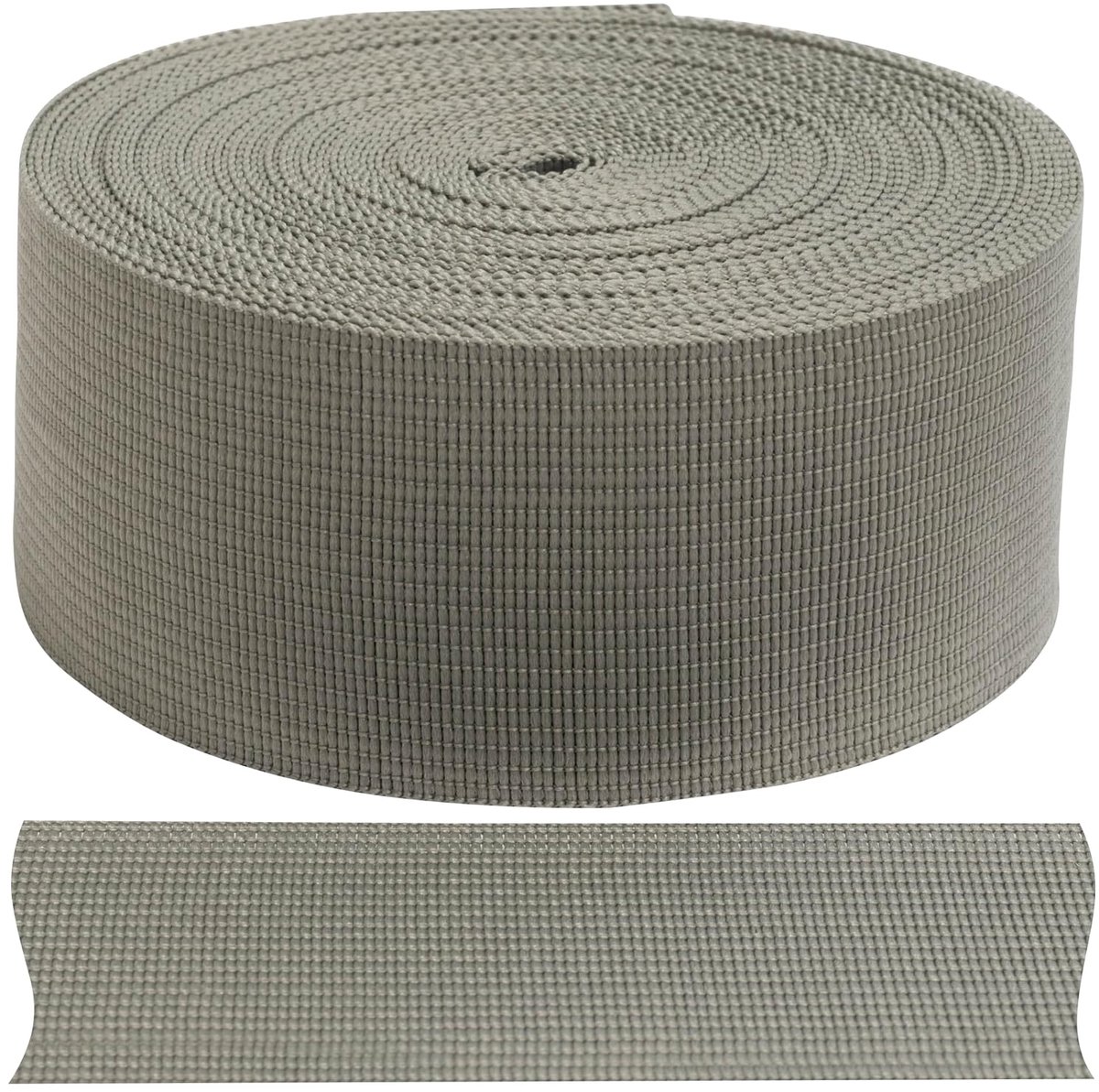 - C77572 - biasband van polyester, 9 meter x 38 mm - kleur lichtgrijs - kleding, kussens, dekbedden