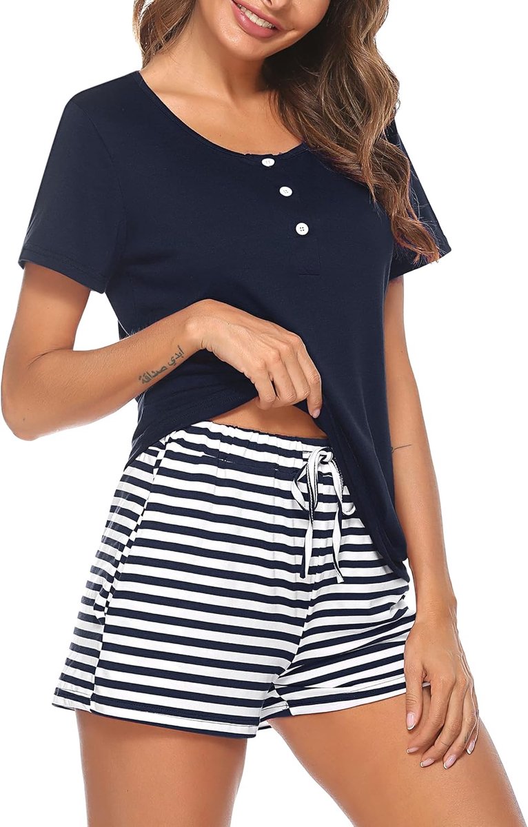 Pyjama dames korte pyjama set katoen zomer shorty tweedelig nachtkleding