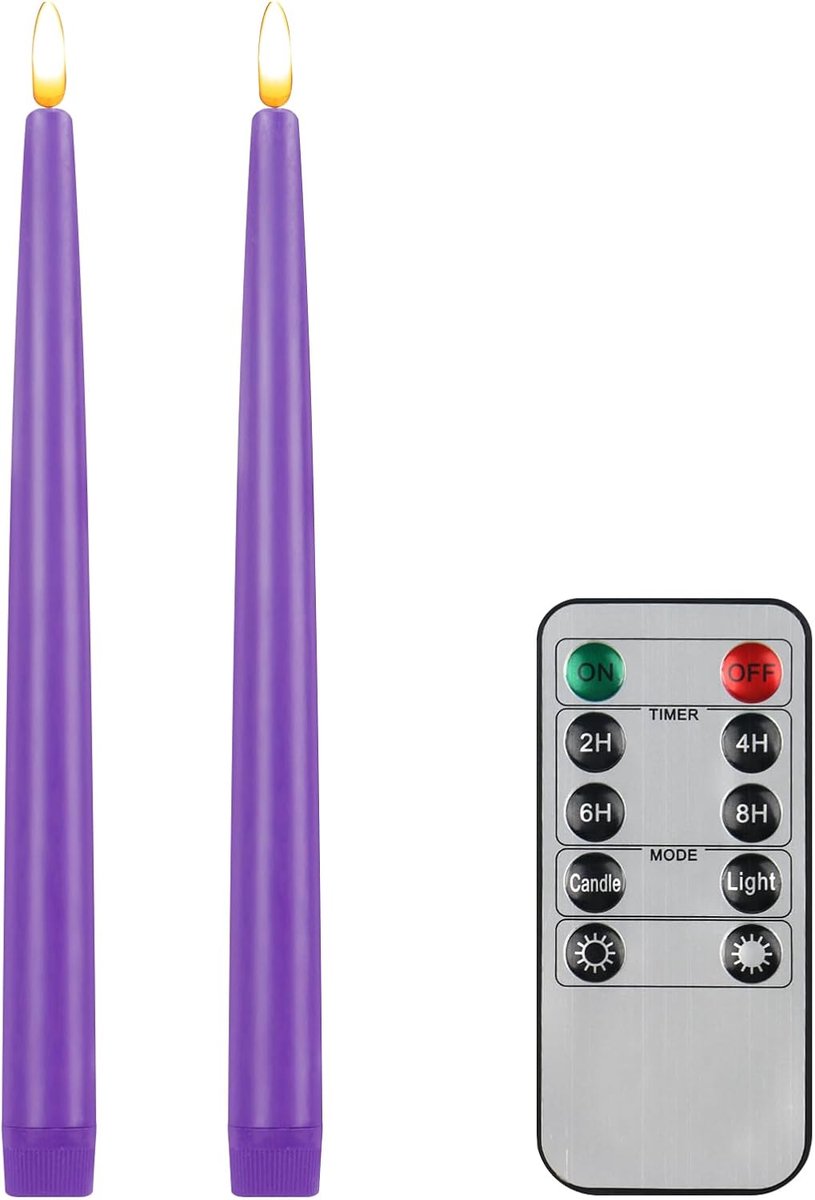 Vlamloze taps toelopende kaarsen met 10-toetsen afstandsbediening, werkt op batterijen, led-flikkerende 3D-lont raamkaarsen echte was afgewerkt thuis kerstfeest decor 0,78 x 11 inch, pak