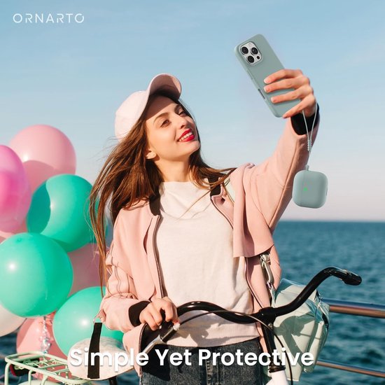 ORNARTO voor AirPods 4 hoes, vloeibare siliconen met lanyard - Mintgroen, voor AirPods 4e generatie, schokbestendige beschermhoes, Soft Skin Front LED zichtbaar — afbeelding 4