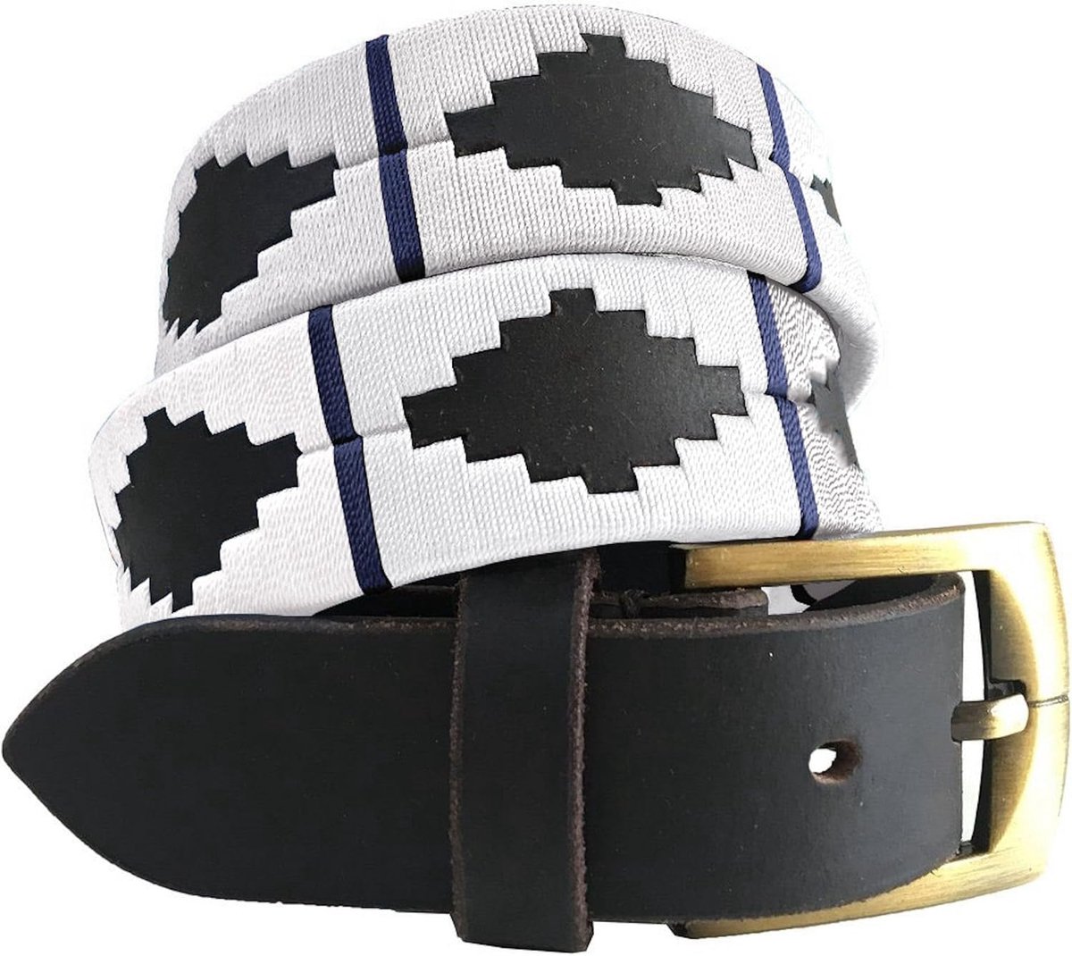 DIAZ Heren Dames Premium Unisex Bruin Leer Geborduurde Designer Polo Riem