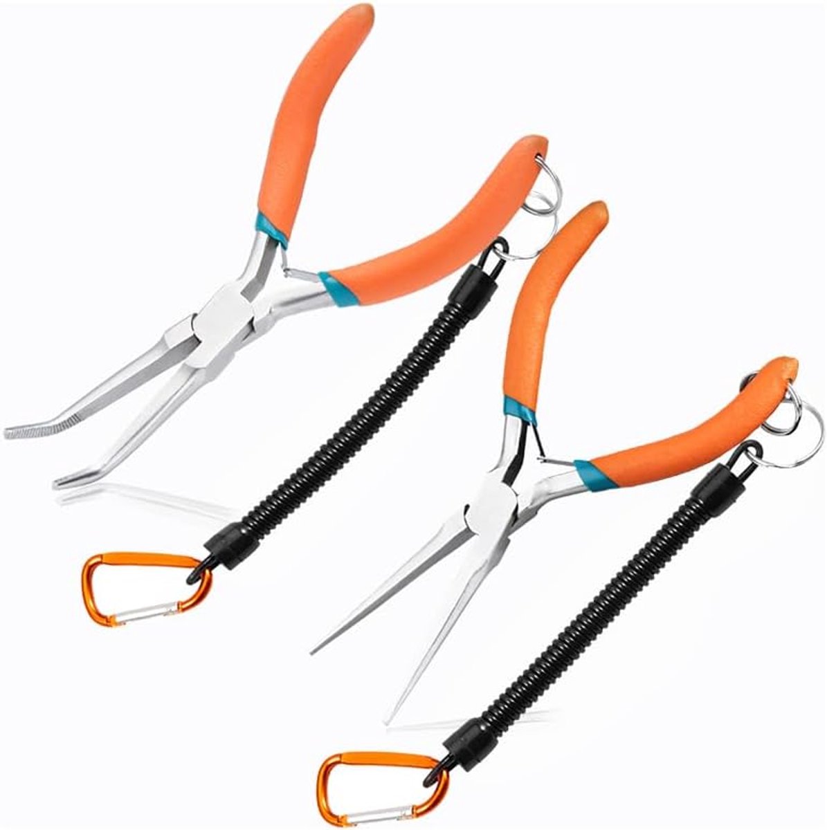 Mini Naald Neus Tang Set - Rechte en Gebogen Tang voor Sieraden Maken, Naaldverwijderaar met Lanyard, Buigdraad en Kleine Object Gripping