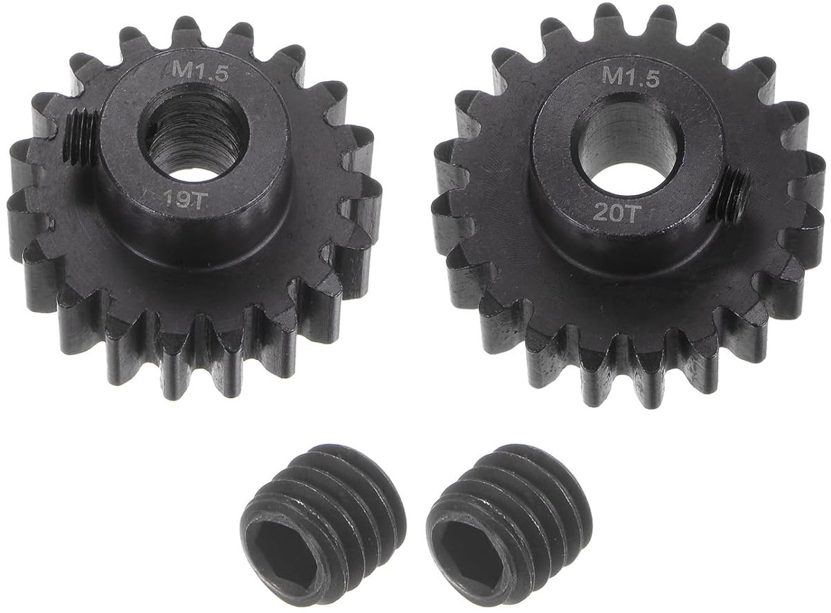 Rondzelset Mod 1.5 voor 8 mm as, 19T 20T, motoraandrijving van gehard staal voor RC-auto (2 stuks)