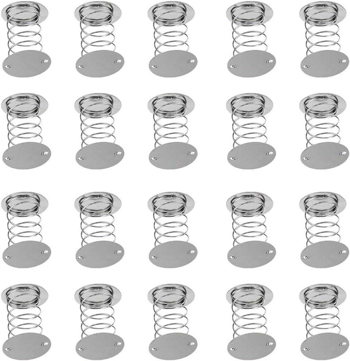 20 stuks zilveren spiraal wiebelt veren, dubbelzijdige veer basismetalen schommel spiraalveren automotive interieur schudveer standaard vervanging set voor doe-het-zelf project speelgoed pop ambachten