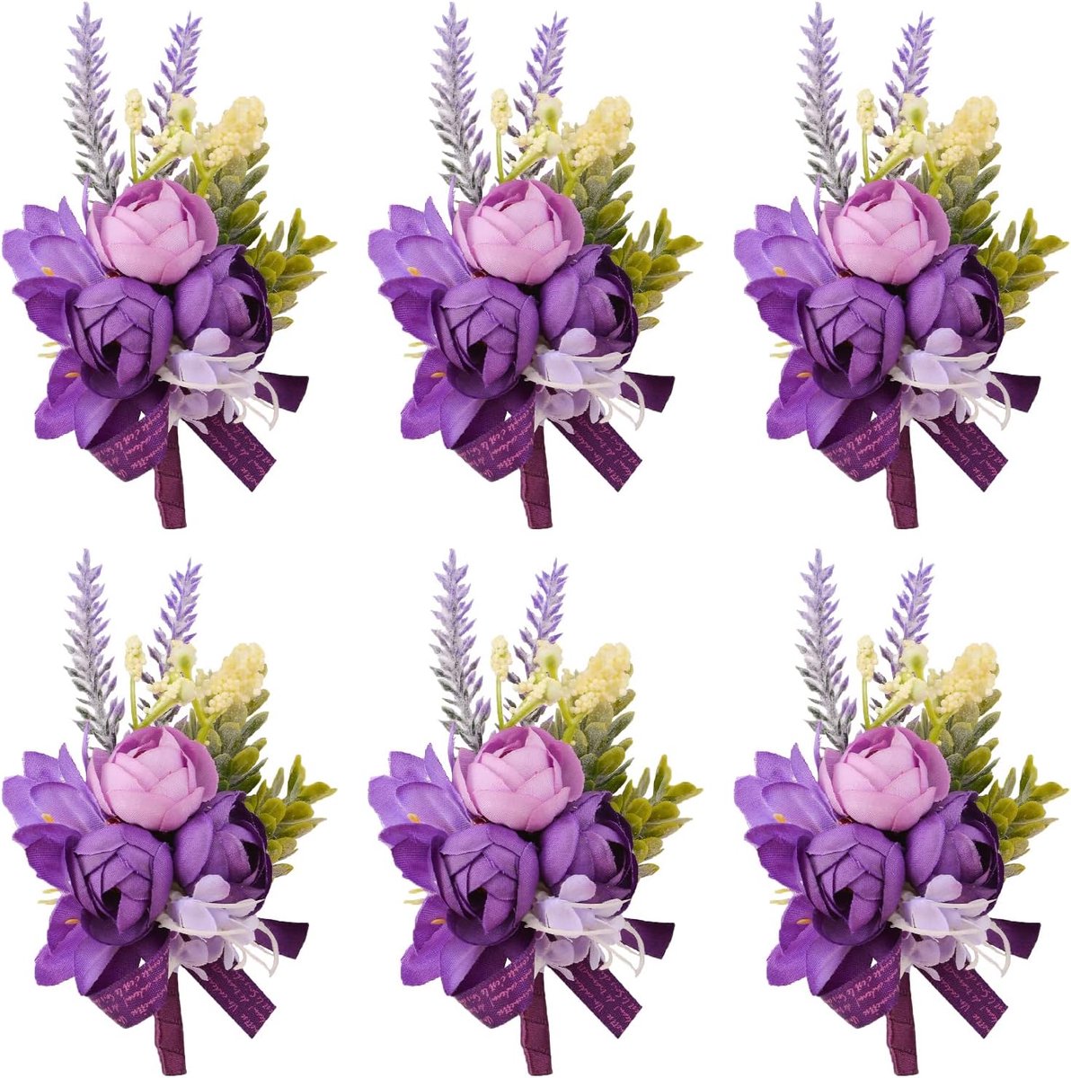 6 STKS Bruiloft Boutonniere, Paarse Kleine Rose Simulatie Corsage Kunstmatige Bruiloft Bloem Accessoires voor Bruidsbruidegom Bruidegom Bruidsbruidegom Bruidegom Bruiloft Bloemen S6-U30