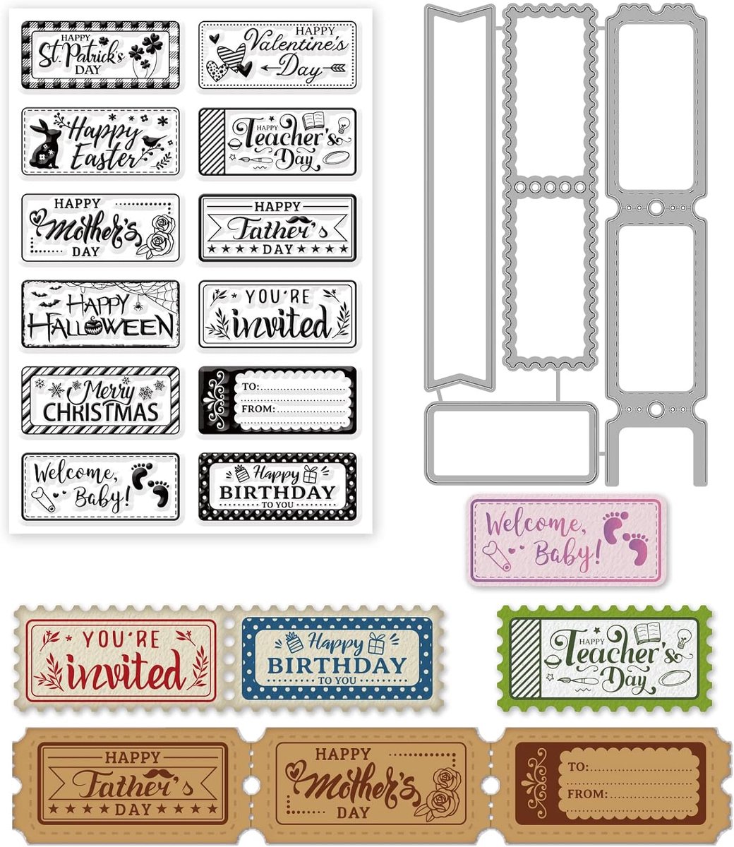 Woorden Stempels en Dies Vakantie Snijden Matrijzen en Clear Stempels voor Kaarten Maken DIY Scrapbooking Papier Album Decor Verjaardag St. Patrick's Day Paasdag Gift