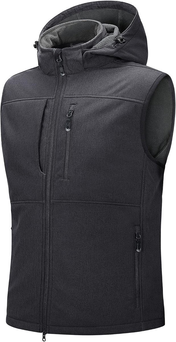 33,000ft Outdoorjas voor heren, waterdicht, softshell, mouwloos, bodywarmer, fleecevest, volledige ritssluiting