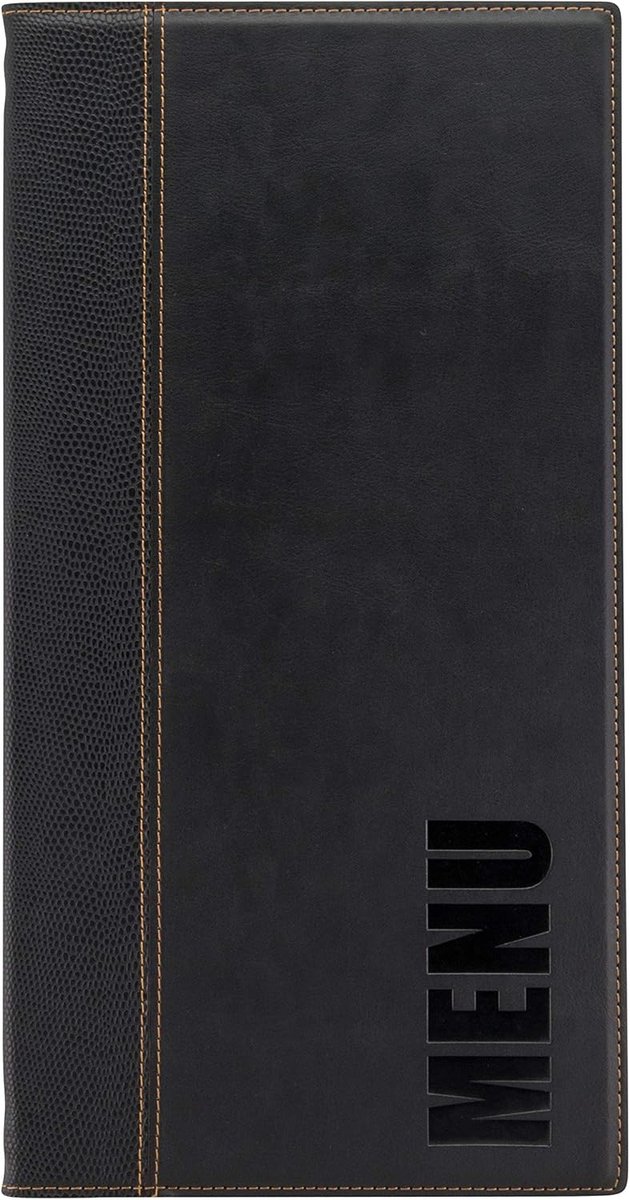 Trendy lederlook A4 menukaart, incl. 1 dubbel inzetstuk voor menu's (voor 4 pagina's A4/A5) | Dubbelzijdig - afwasbaar met zeep en water