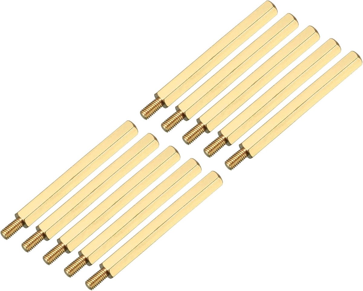 30 stuks messing zeshoekige schroefdraad afstandhouders zeskant afstandhouders met vrouwelijk en stekker schroefdraad | bevestiging moederbord ideaal voor elektronica-industrie (M3 40+6 mm)
