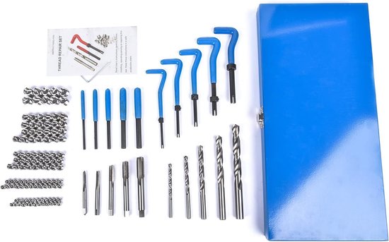 Schroefdraadreparatieset, 131-delig, schroefdraadreparatiegereedschap, M5, M6, M8, M10, M12, schroefdraad blauw — afbeelding 3