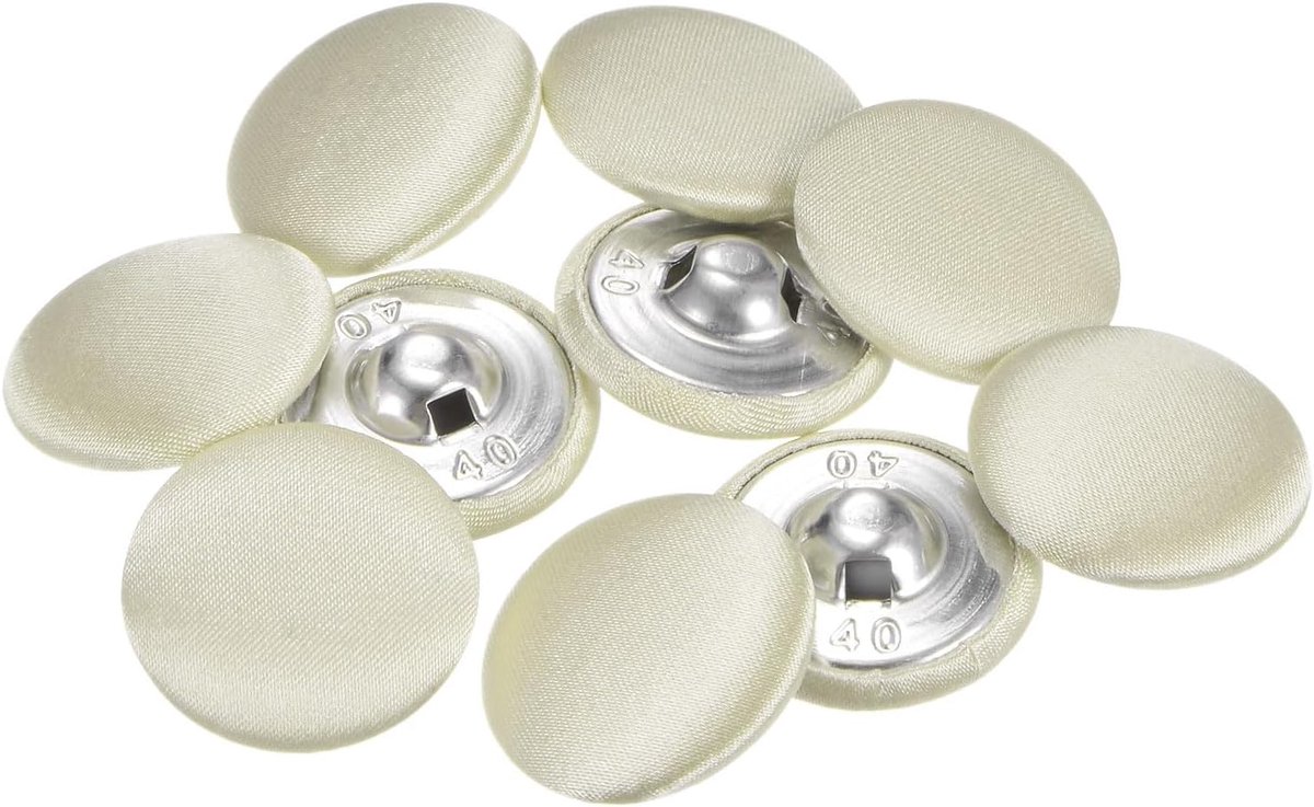 Knopen met stofovertrek 25mm satijnstof bekleed naaiknoppen ronde knutselknoppen metalen schacht oogknoppen vintage voor jas kleding jacket blazer pakken DIY