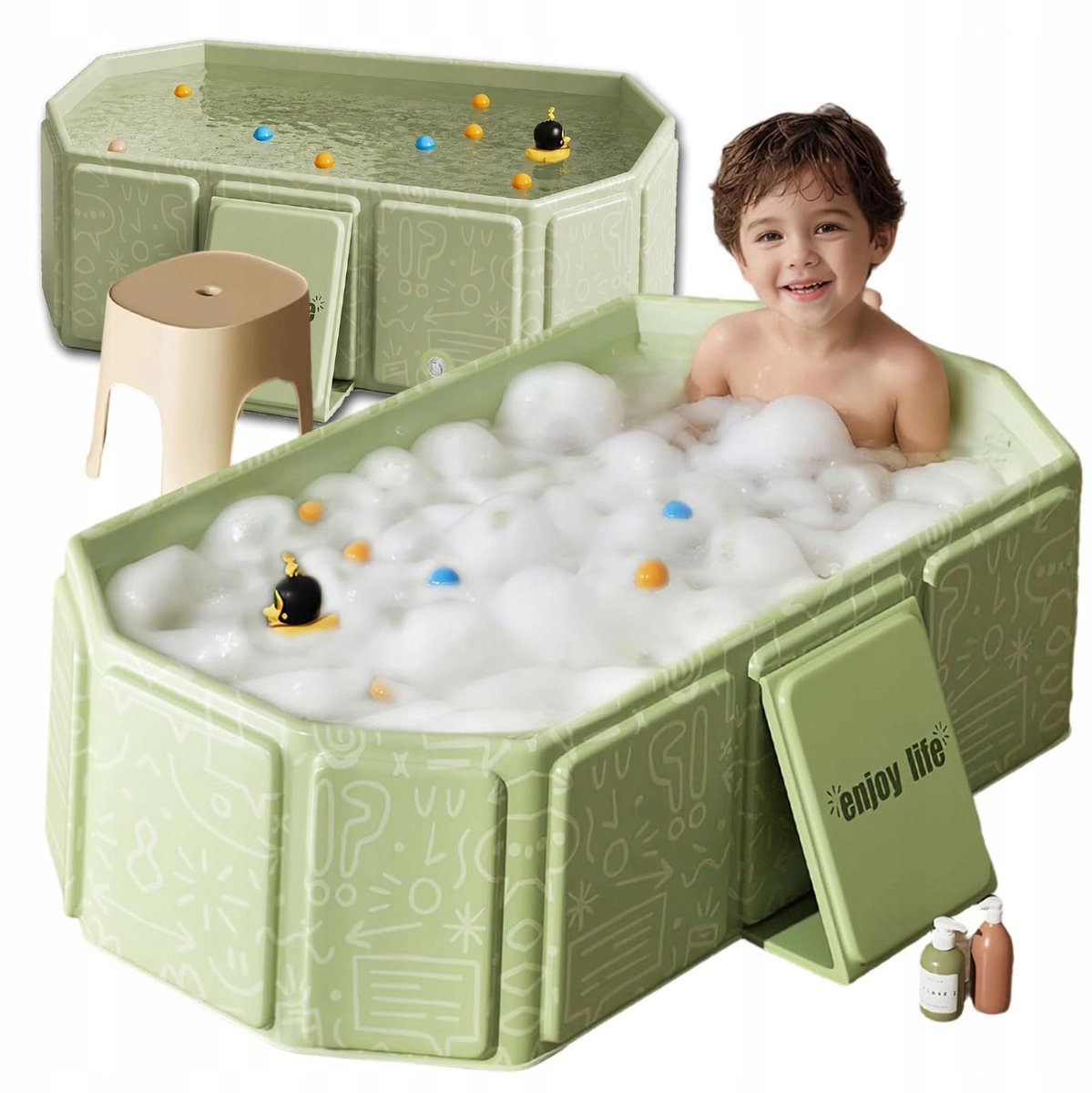 Opvouwbaar Baby Badje - Baby Bad - Inklapbaar Bad - 75 cm - Afvoer - Snel Afvoeren - Draagbaar - Ruimtebesparend - Voor Peuters en Honden - Thuis en Reizen