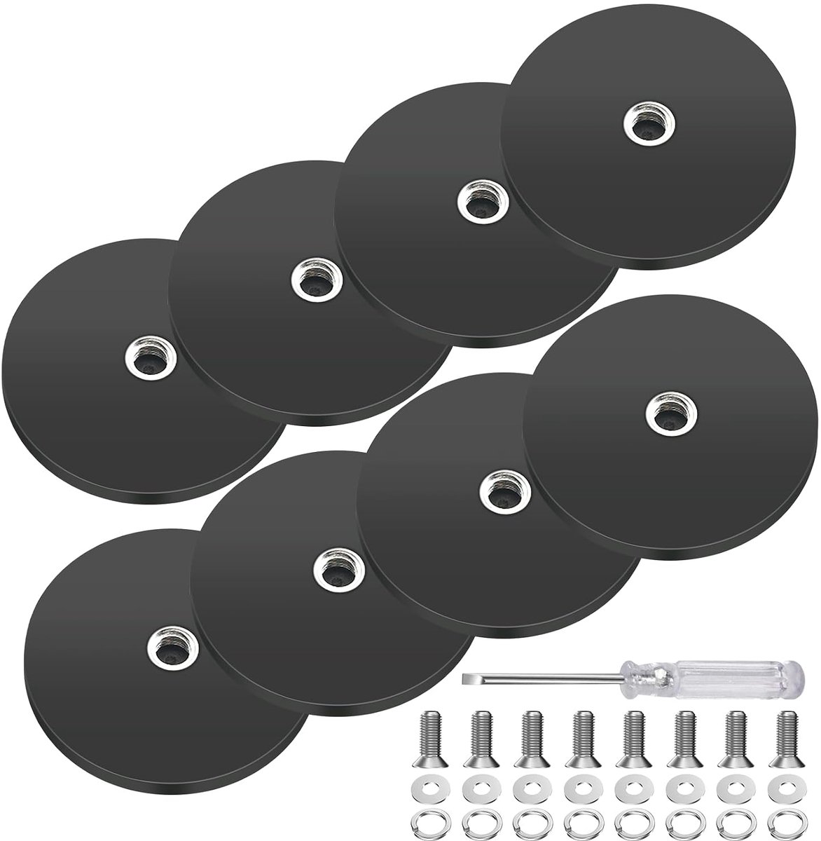 8 neodymium magneten met rubber: diameter 43 mm M6 schroefdraad, ronde rubberen magneten schroevendraaier, magneetsystemen rubberen schroeven haken ogen