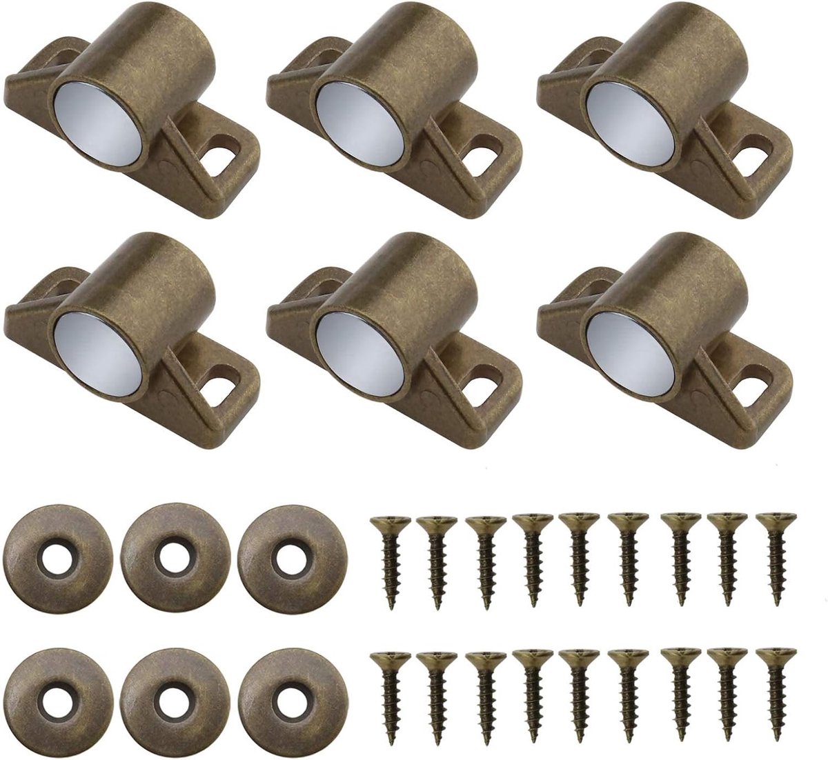 Deur Magnetische Klink Vang met Metalen Strike Platen Schroeven Antiek Brons voor Kast Garderobe Deur 36x16mm 6 Stks