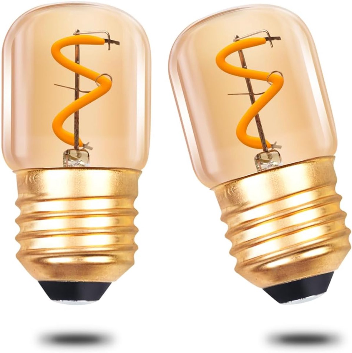 1W E27 Edison Vintage Gloeilampen, Mini Retro Decoratieve LED-lampen, T28 Buisvormige Glazen Lampen Warm Wit 2200K, Amberkleurig Glas, 10W/15W Equivalent, 35 Lumen, Niet Dimbaar, 2 Stuks