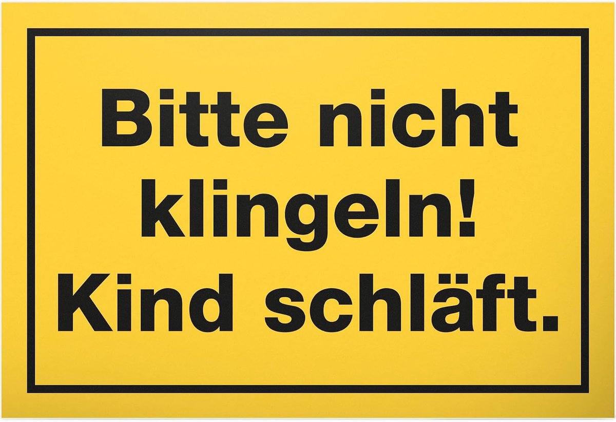 Bitte nicht Klingeln Kind Schlafft - 30 x 20 cm kunststof bord - collega vrienden cadeau jongen ouders cadeau-idee decoratie - wandbord wanddecoratie pasgeboren spreuk deurbord