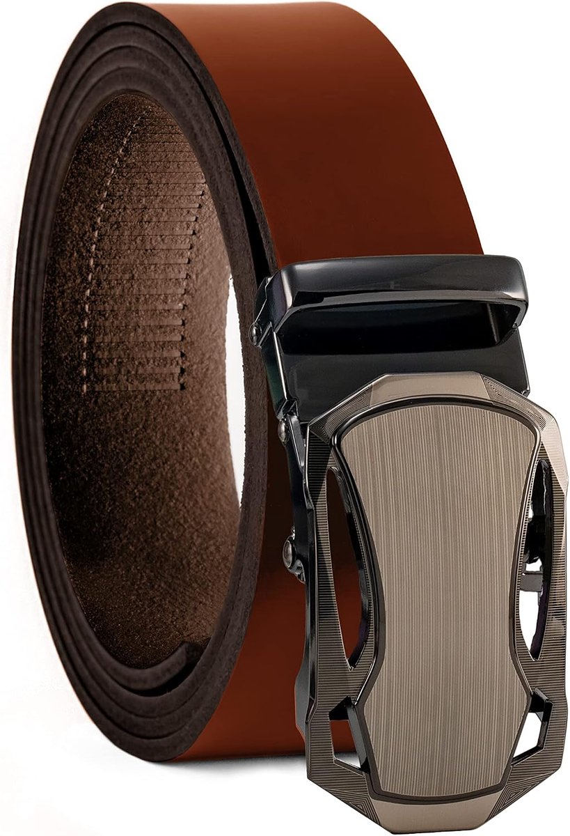 ® Herenriem echt leer met automatische ratel | breedte: 35 mm, taillemaat: 125 cm | in te korten | riemkleur bruin | modelserie ATG