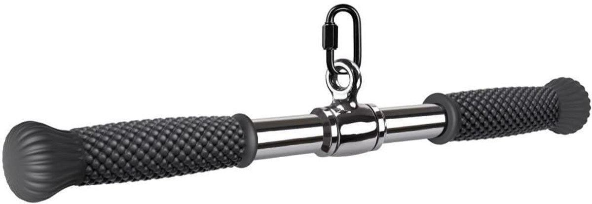 Draaibare rechte stangbevestigingen voor kabelmachines voor de sportschool, neertrekstang, drukstang met antislip rubberen handvat, universele bevestiging voor kabelmachines, 45,7 cm