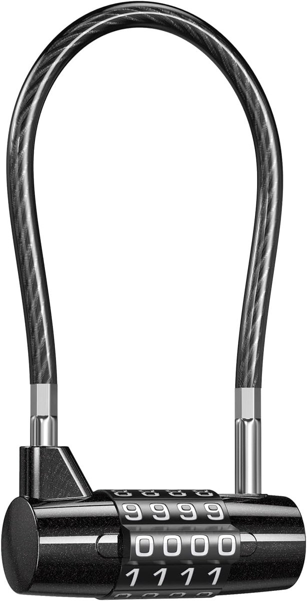 Hangslot, Slot met Numerieke Code 4 Cijfers met Lange Beugel, Staaldraad Diameter 5mm Lengte 175mm, Goede Taaiheid, voor Kofferkastjes Archiefkasten Kasten