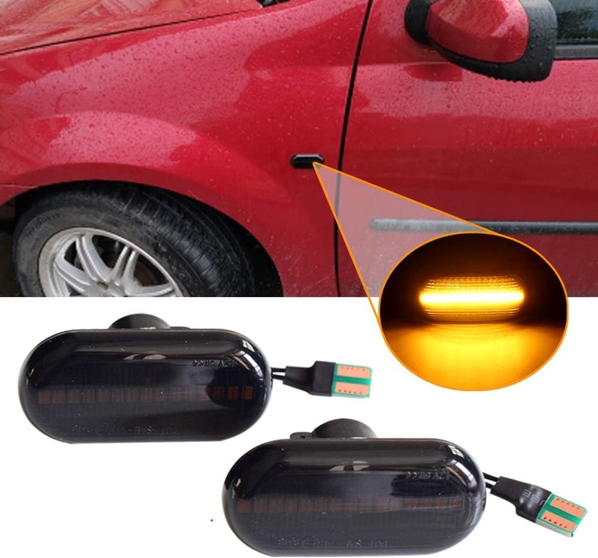 zijknipperlichten voor Dacia Duster Dokker Lodgy Renault Megane 1 Clio 1 2 Kangoo Espace Smart Fortwo 453 (zwart)