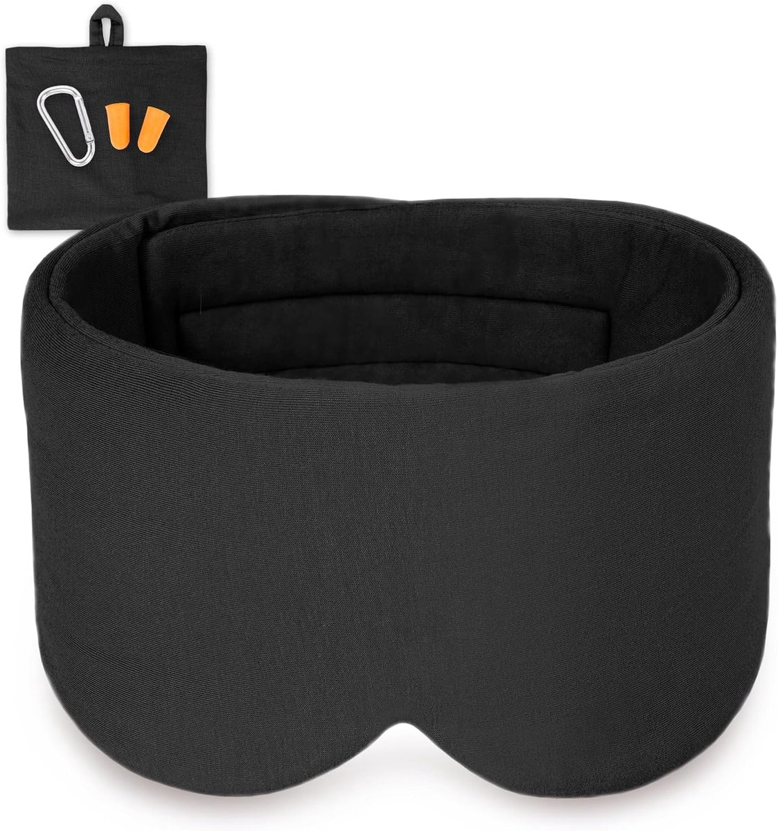 Slaapmasker 100% Modal Katoen - Extra Groot Nachtmasker Met Klittenband, Ultrazacht voor Reis/Nachtrust (Unisex) Zwart