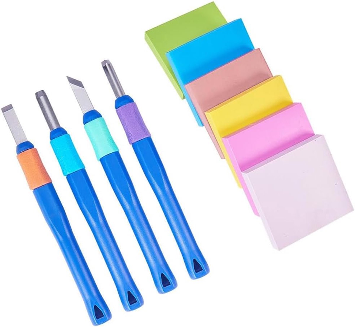 6 stuks rubberen stempel snijblok met 4 stuks snijbeitels, rubberen stempel snijkit voor scrapbooking, ansichtkaarten, uitnodigingskaarten, doe-het-zelfproject; gemengde kleur