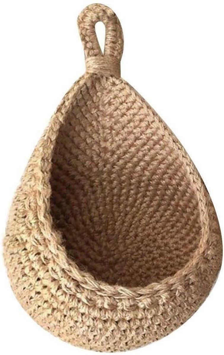 muur groentefruitmanden, handgemaakte katoenen touw weven hangende mand, geschikt voor hangende manden voor het opbergen van items in slaapkamer, B (B 18 x H17 x 23 cm)
