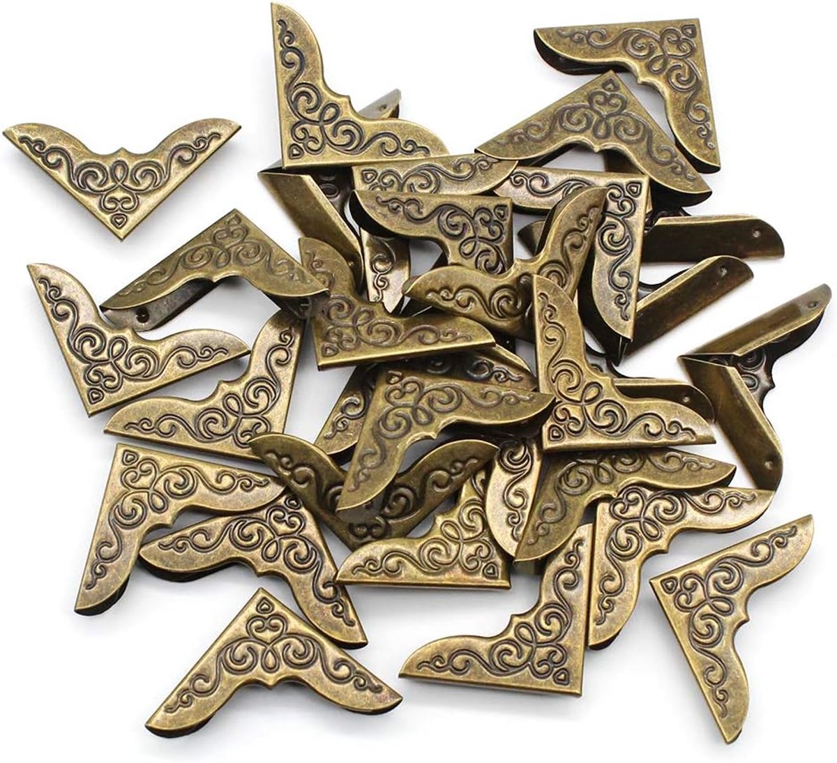 40 Stück Schutzecke Vintage 30 x 30 mm Retro Buchecken Eckenschutz Messing Ecken zum Schutz und Dekoration von Bücher Scrapbooking Alben Menue Ordner - Bronze