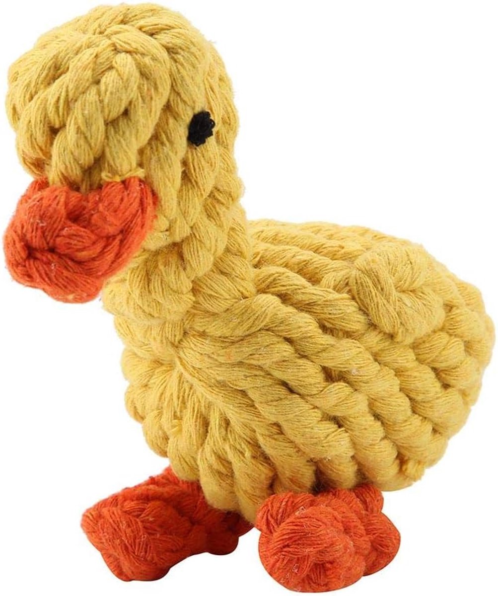 1 stuk schattige eend vormige speelgoed katoen touw puppy kauwen krijgen bijtbestendige tanden schoonmaken speelgoed voor honden gooien spel