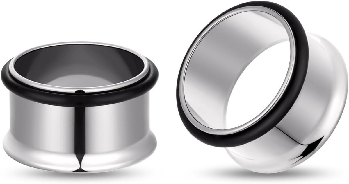 3mm-22mm 1 paar G23 titanium oorverlenging set piercing oor tunnels botstaaf expander zilver punkstijl