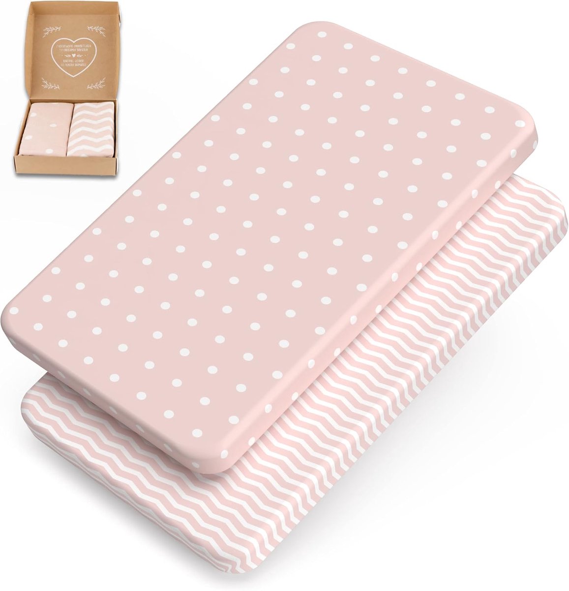 Lakens van katoen, Oeko-Tex 90 x 40 cm, ook voor 80 x 53, 83 x 50, 50 x 83, 90 x 45, babyhoeslakens voor bijzetbed, babybed - matrasbeschermer/bedlaken voor meisjes (roze)