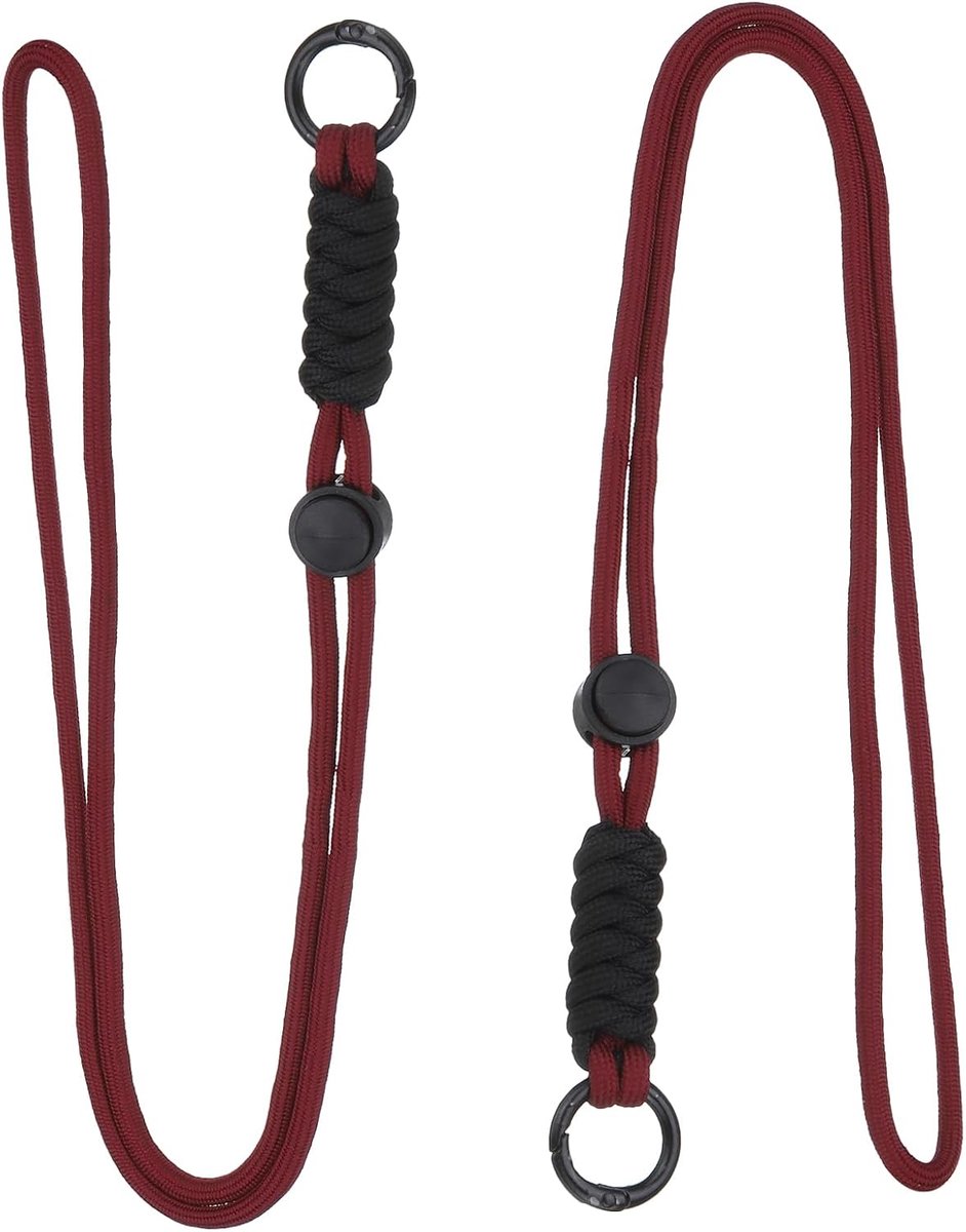 Sleutelhanger Paracord sleutelkoord gevlochten met metalen clip multifunctioneel voor heren dames auto, donkerrood/zwart, 18 x 1